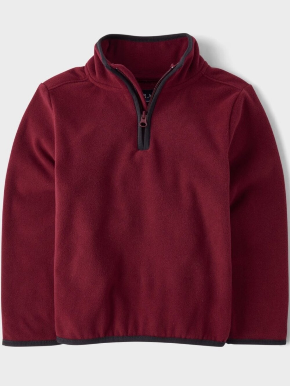 Children' Place L (10/12) Boys' Burgundy Quarter-Zip Fleece Top